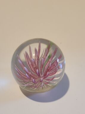 Glass Floral Paperweight - Pink Bloom Home Art
